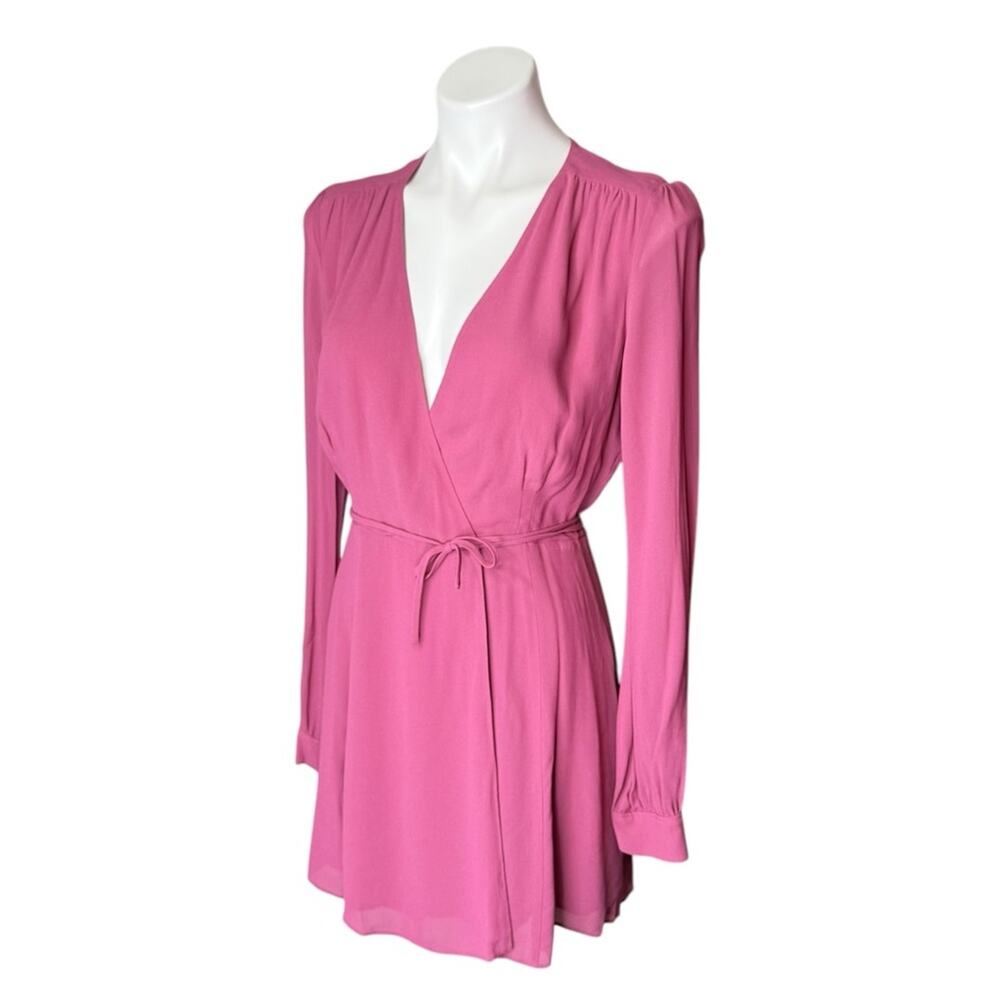 Artizia SUNDAY BEST Alexis Mini Wrap Dress Long Sleeve Low Vneck Aritzia sz 6